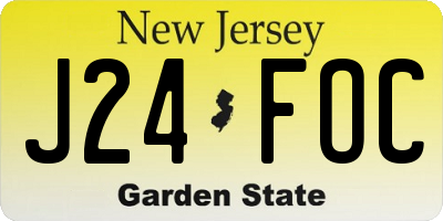 NJ license plate J24FOC