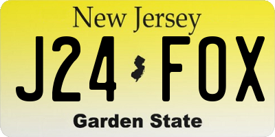 NJ license plate J24FOX