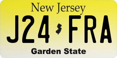 NJ license plate J24FRA