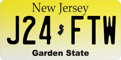 NJ license plate J24FTW