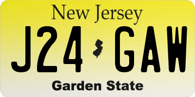 NJ license plate J24GAW