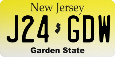 NJ license plate J24GDW