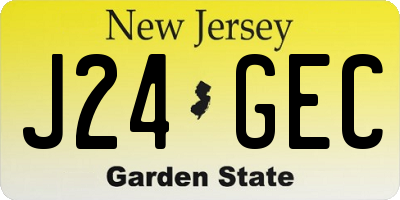 NJ license plate J24GEC