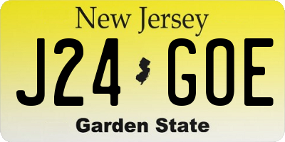 NJ license plate J24GOE
