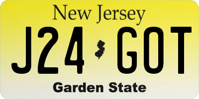 NJ license plate J24GOT