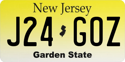 NJ license plate J24GOZ
