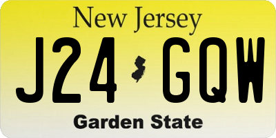 NJ license plate J24GQW