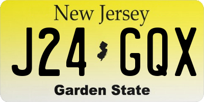 NJ license plate J24GQX