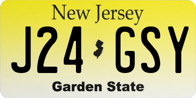 NJ license plate J24GSY