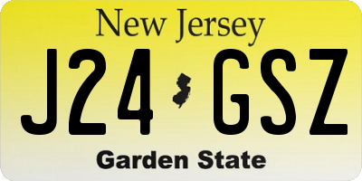 NJ license plate J24GSZ