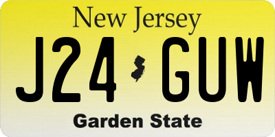 NJ license plate J24GUW