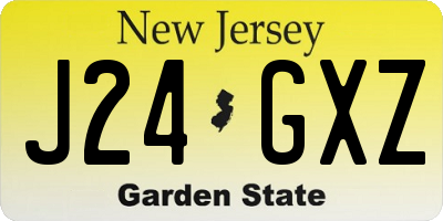 NJ license plate J24GXZ