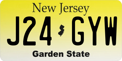 NJ license plate J24GYW