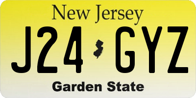 NJ license plate J24GYZ