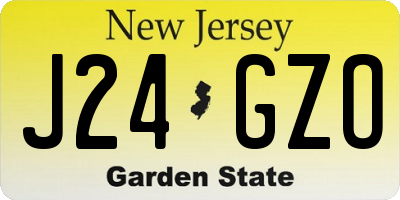 NJ license plate J24GZO