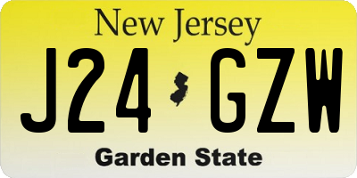 NJ license plate J24GZW