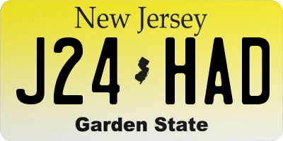 NJ license plate J24HAD