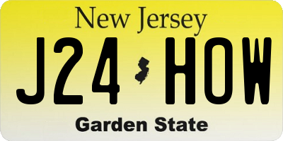 NJ license plate J24HOW