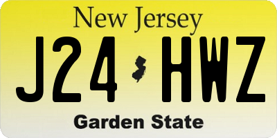 NJ license plate J24HWZ