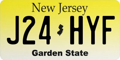 NJ license plate J24HYF