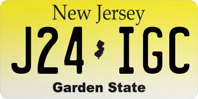 NJ license plate J24IGC