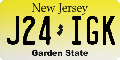 NJ license plate J24IGK