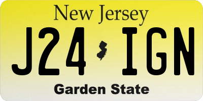NJ license plate J24IGN