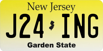 NJ license plate J24ING