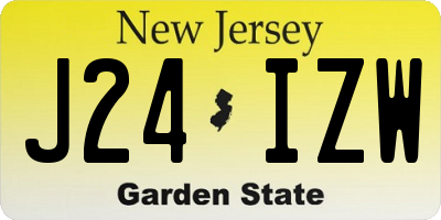 NJ license plate J24IZW