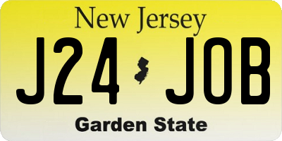 NJ license plate J24JOB