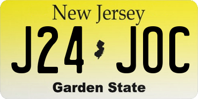 NJ license plate J24JOC