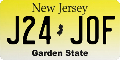 NJ license plate J24JOF