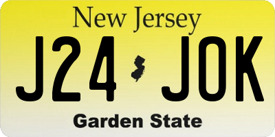 NJ license plate J24JOK