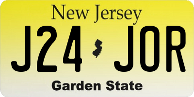 NJ license plate J24JOR