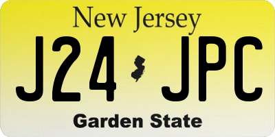 NJ license plate J24JPC