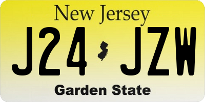 NJ license plate J24JZW
