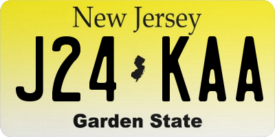 NJ license plate J24KAA