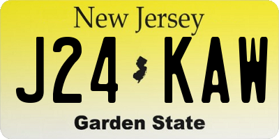 NJ license plate J24KAW