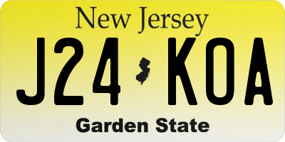 NJ license plate J24KOA