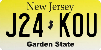 NJ license plate J24KOU