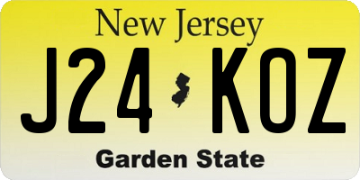 NJ license plate J24KOZ