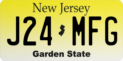 NJ license plate J24MFG