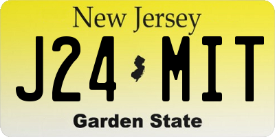 NJ license plate J24MIT