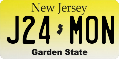 NJ license plate J24MON