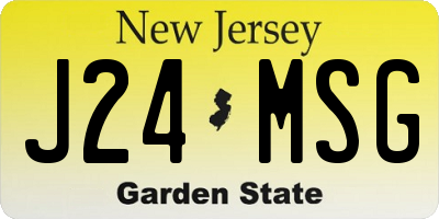 NJ license plate J24MSG