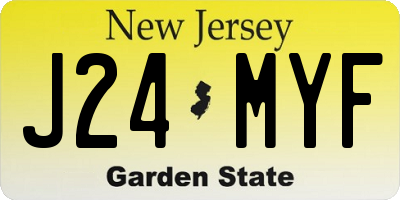 NJ license plate J24MYF