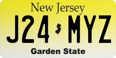 NJ license plate J24MYZ