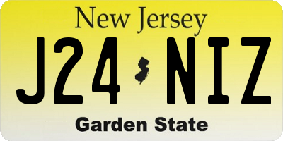 NJ license plate J24NIZ