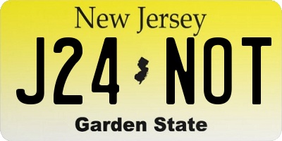 NJ license plate J24NOT