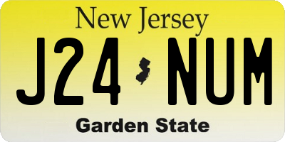 NJ license plate J24NUM